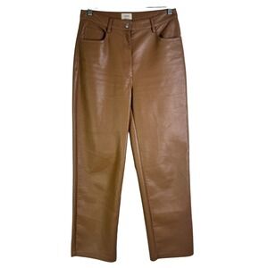 Wilfred by Aritzia The Melina Pant Vegan Faux Leather Camel Patina Brown Size 6